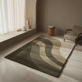 Handmade Wool Area Rug – Earthy Neutral Abstract Wavy Design