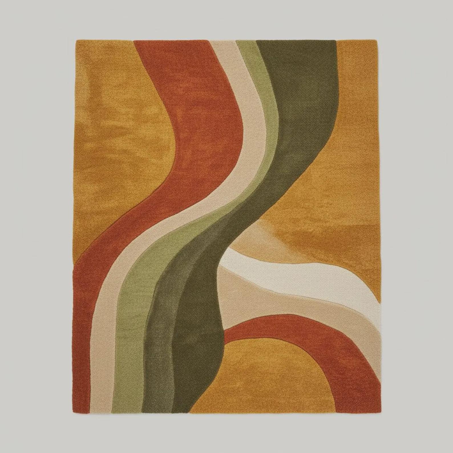 Hand-Tufted Wool Rug – Retro Abstract Sculptural Design | Modern Artistic Teppich | Handmade Statement Floor Rug