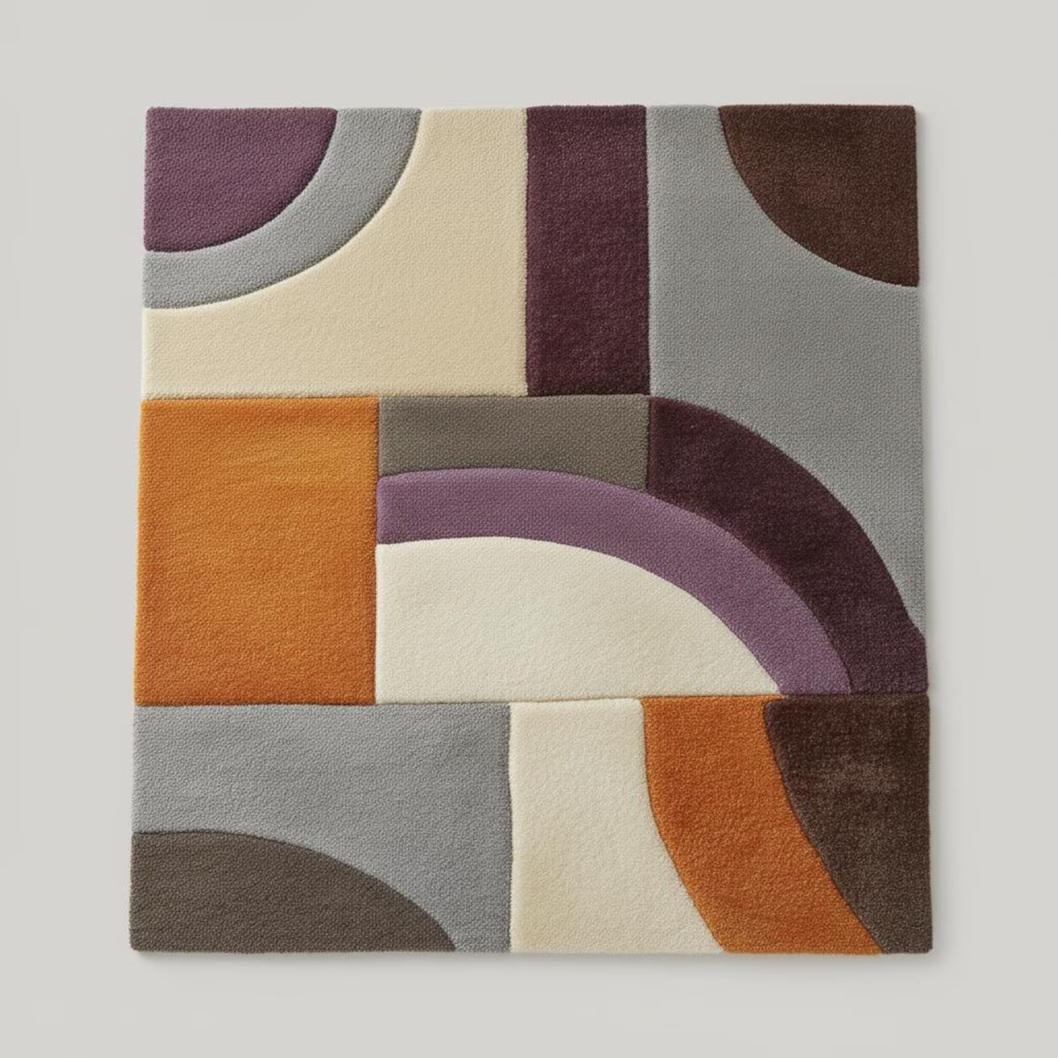 Hand Tufted Geometric Rug, Soft Blush Modern Area Rug, Multicolor Accent Carpet for Living Room, Dining & Kids Room
