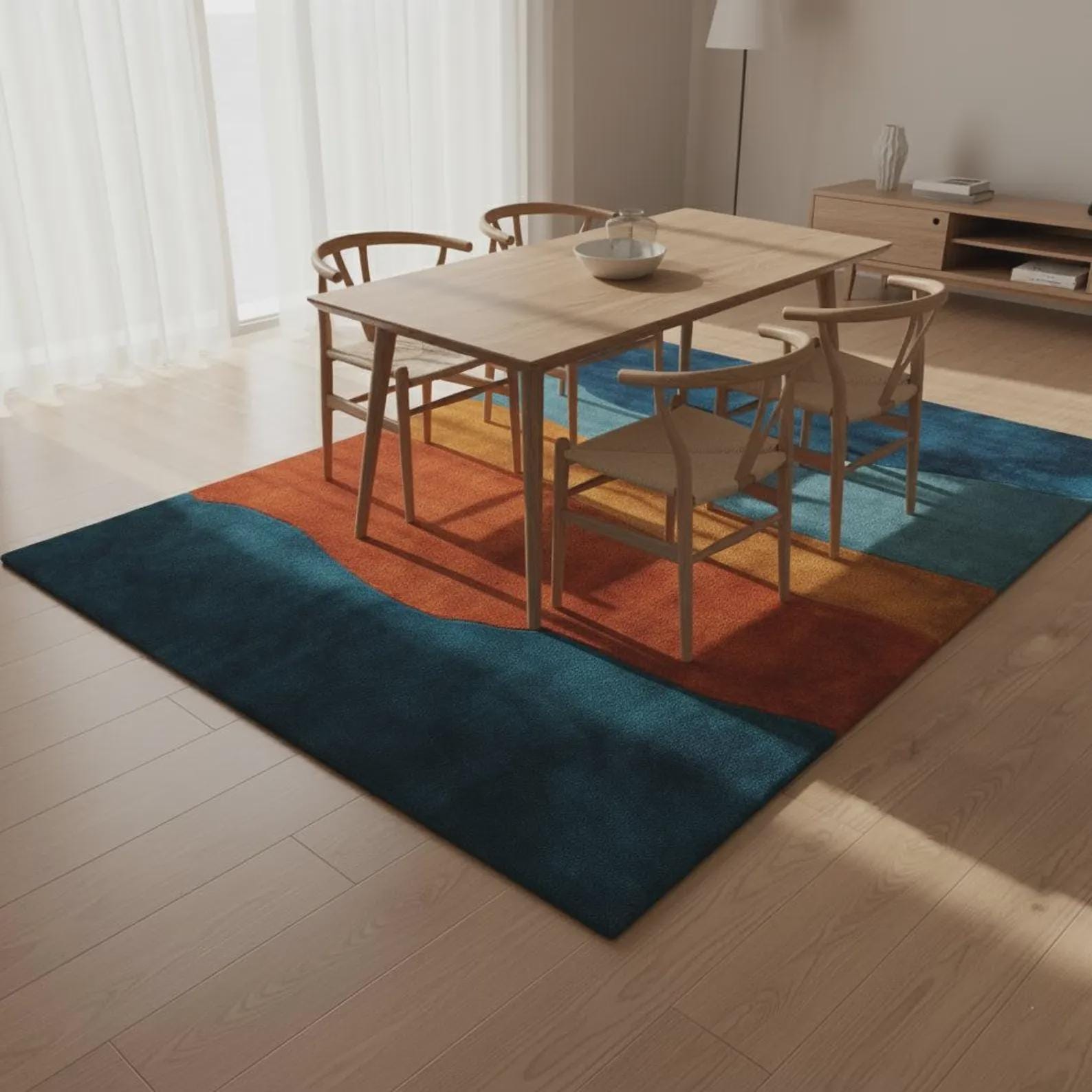 Modern Blush Geometric Rug, Hand Tufted Multicolor Area Carpet for Living Room, Nursery & Kids Room