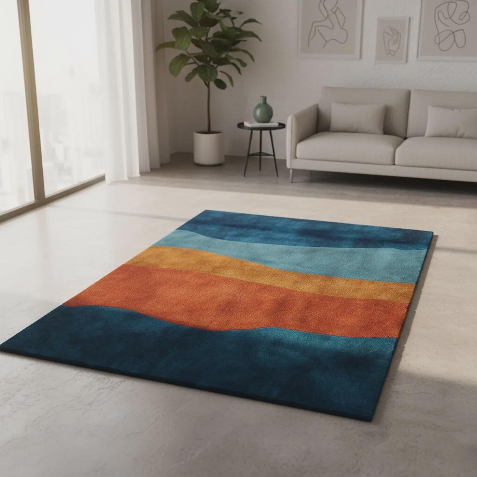 Modern Blush Geometric Rug, Hand Tufted Multicolor Area Carpet for Living Room, Nursery & Kids Room