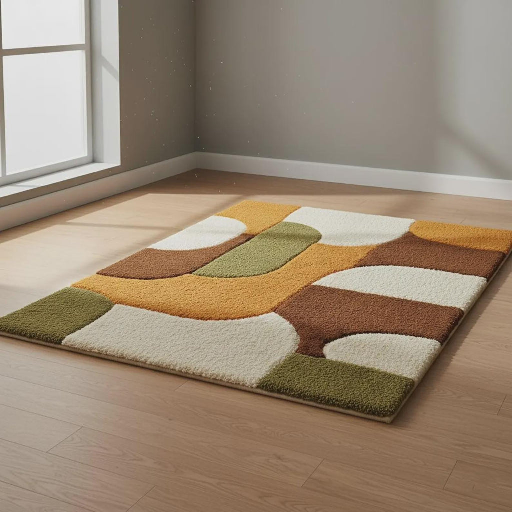 Hand Tufted Rug, Contemporary Geometric Area Rug, Multicolor Carpet for Kids & Living Room