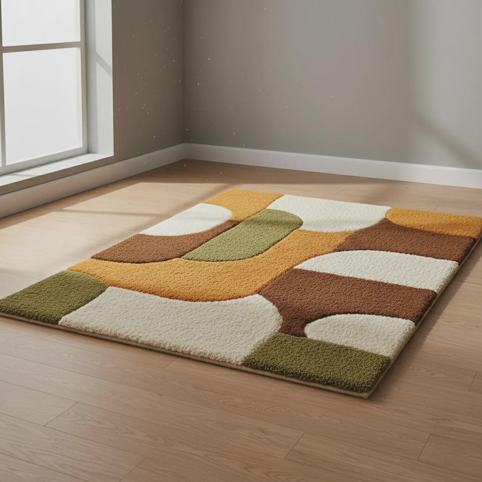 Hand Tufted Rug, Contemporary Geometric Area Rug, Multicolor Carpet for Kids & Living Room