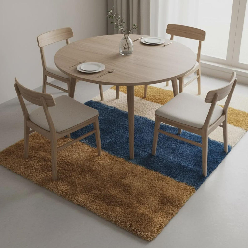 Handmade Geometric Tufted Rug, Soft Blush Modern Area Carpet, Colorful Home & Nursery Decor