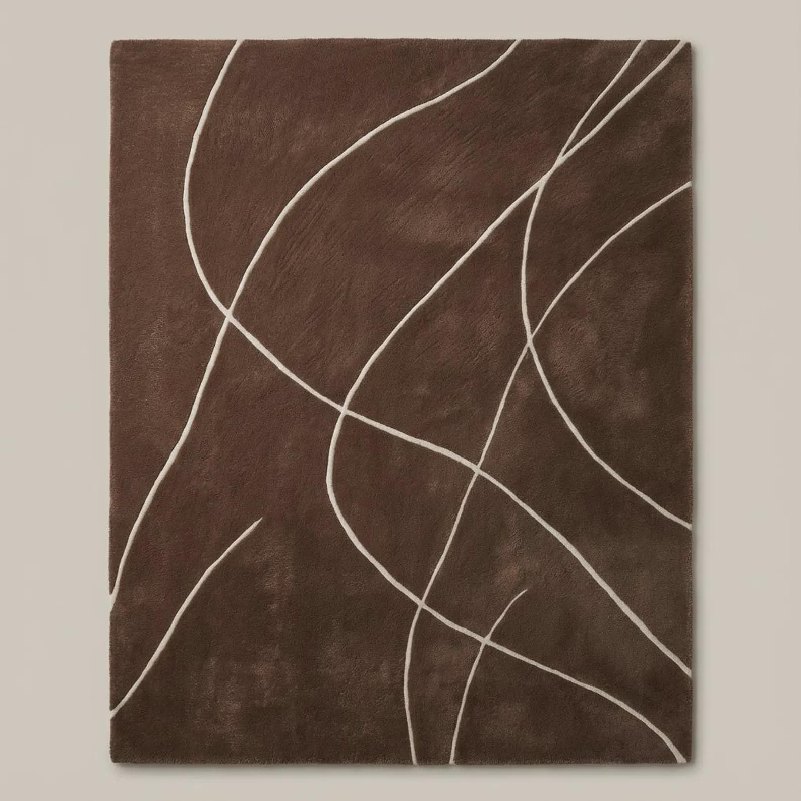Brown Hand Tufted Wool Area Rug, Modern Geometric Design