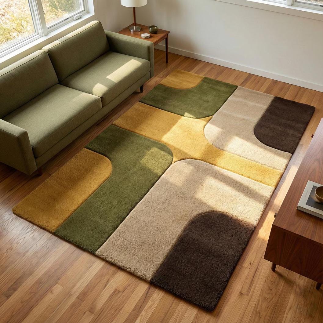 Handmade Tufted Rug, Contemporary Geometric Area Rug, Multicolor Carpet for Kids & Living Room