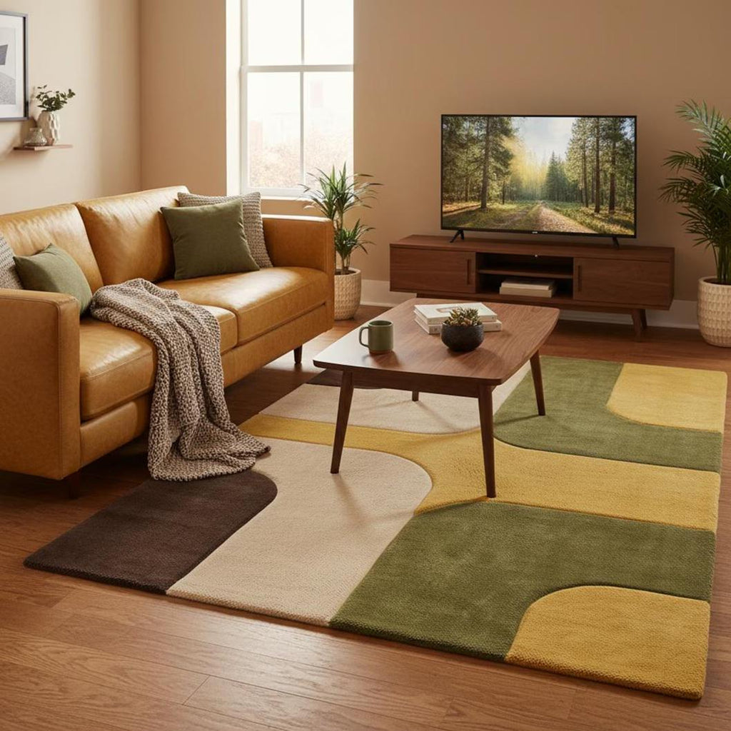 Handmade Tufted Rug, Contemporary Geometric Area Rug, Multicolor Carpet for Kids & Living Room