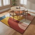 Colorful Wool Area Rug | Mid Century Modern Geometric Color Block | Contemporary Carpet