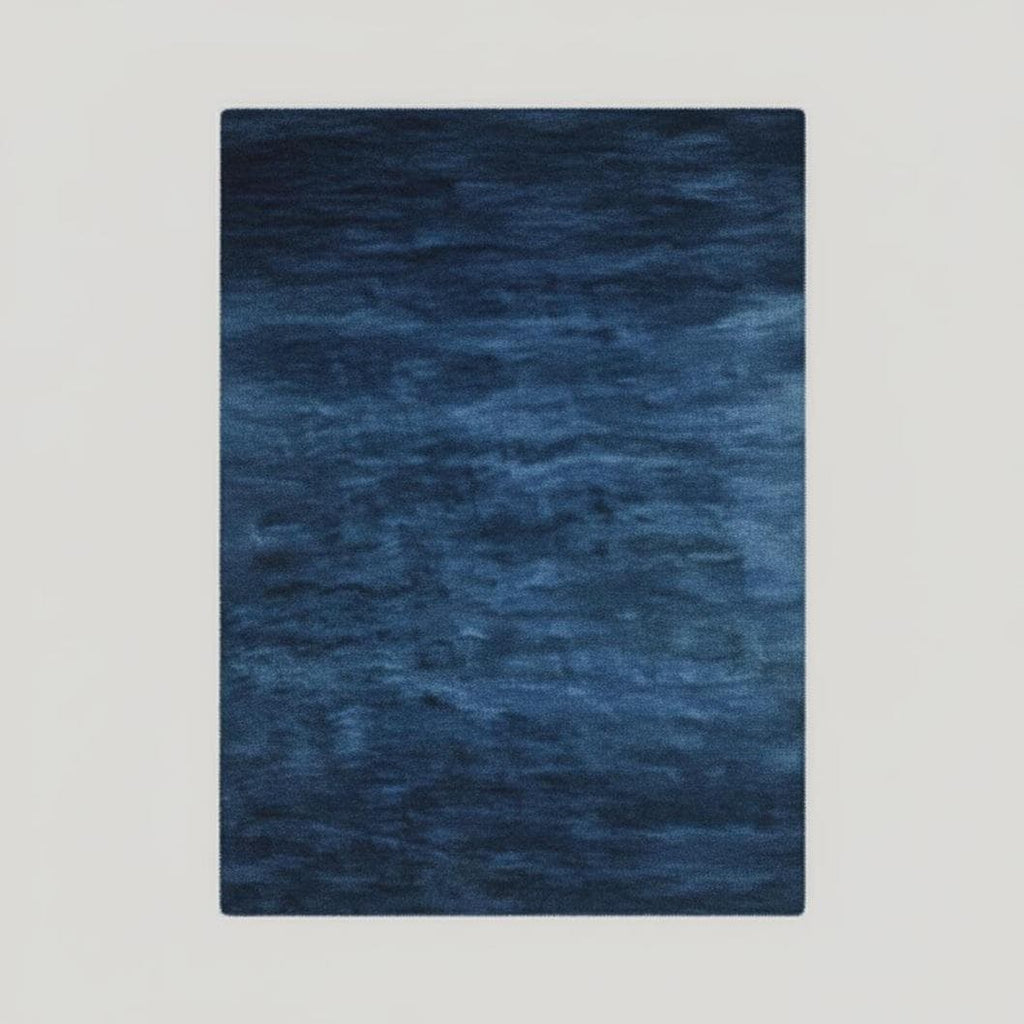 Solid Blue Hand Tufted Wool Rug – Minimalist Modern Area Rug, Soft Wool Carpet for Living Room, Bedroom, Contemporary Home Decor
