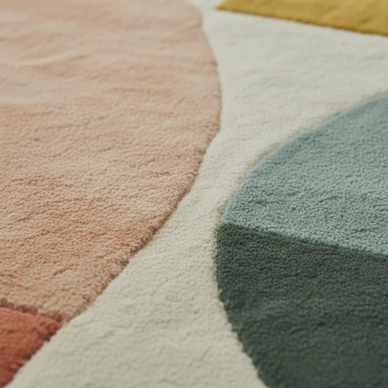 Geometric Abstract Hand Tufted Rug | Modern Block Pattern Area Rug | Contemporary Carpet | Handmade Floor Rug