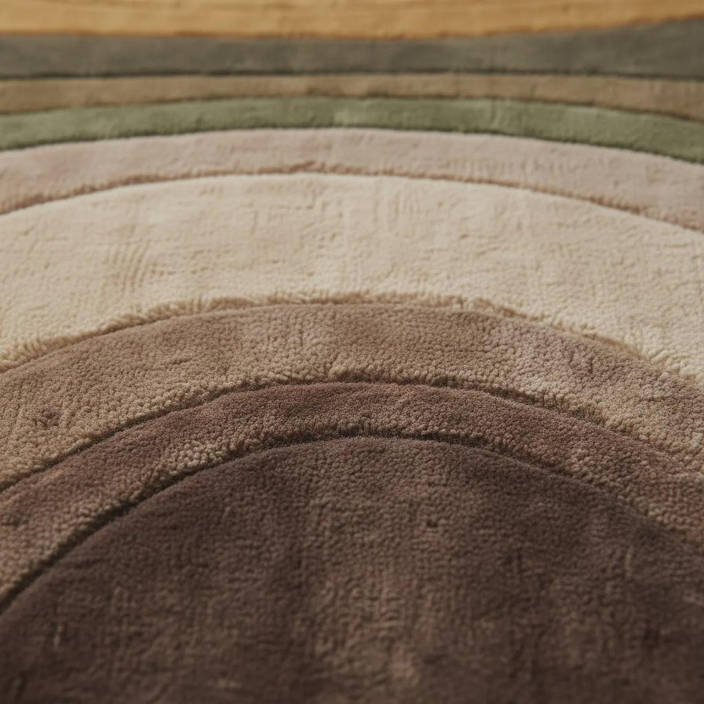 Hand-Tufted Wool Rug | Retro Wavy Color-Block Design