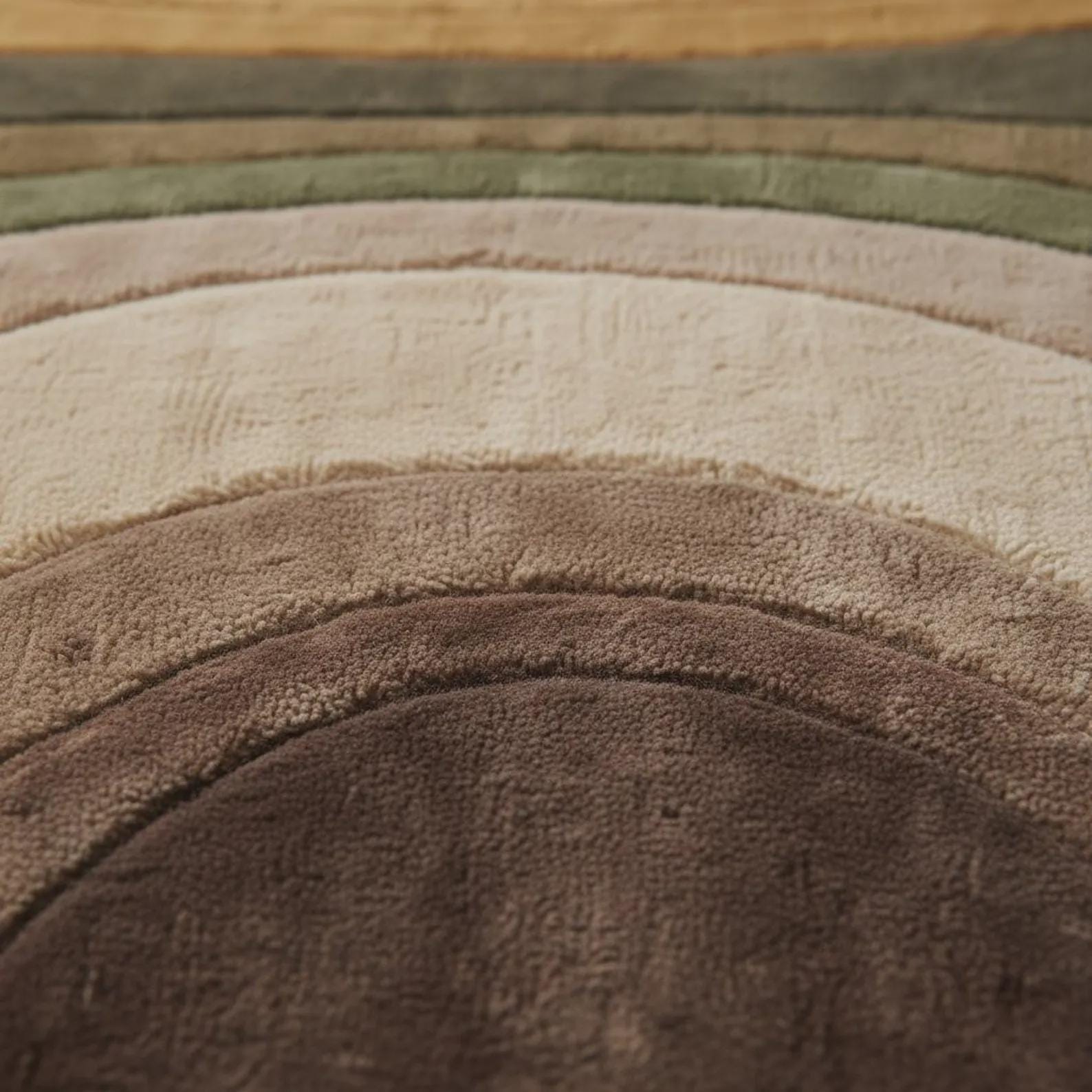 Hand-Tufted Wool Rug | Retro Wavy Color-Block Design