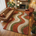 Wavy Mid Century Modern Abstract Retro Area Rug – Modern Geometric Design