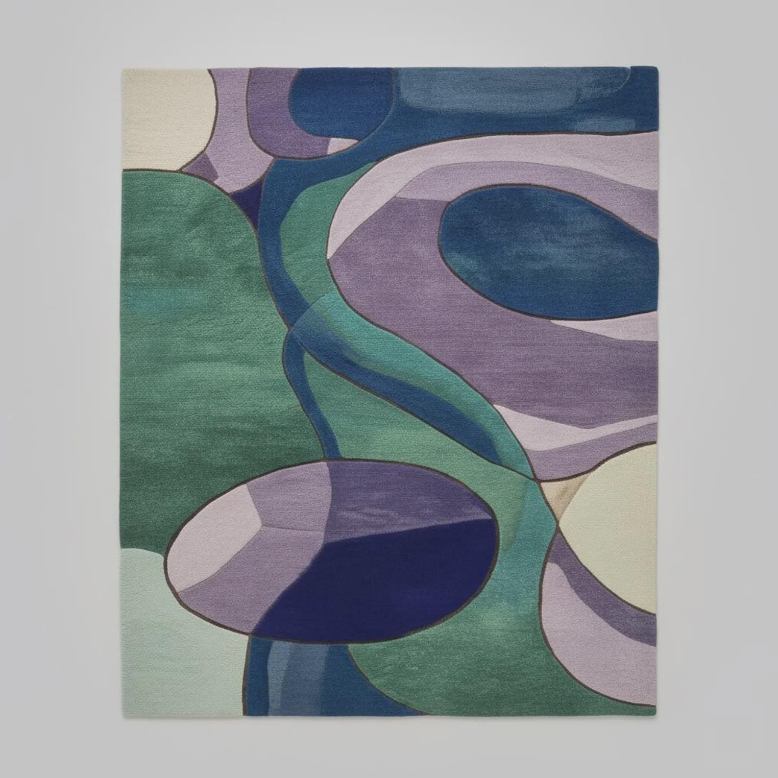 Hand-Tufted Geometric Area Rug, Modern Multicolor Design