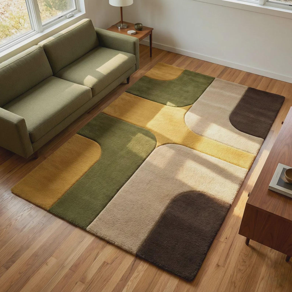 Hand-Tufted Wool Rug | Modern Abstract Wavy Design
