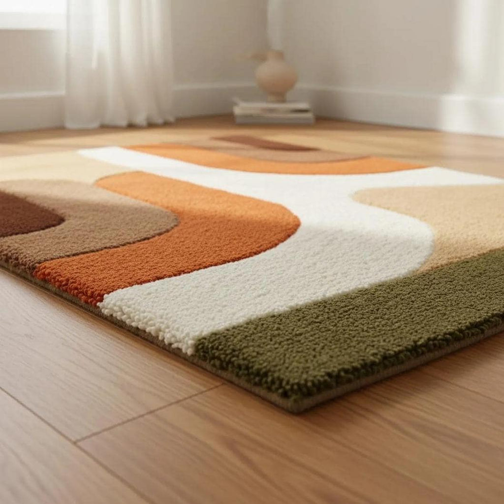 Geometric Blush Area Rug, Hand Tufted Modern Carpet, Soft Multicolor Rug for Home & Nursery