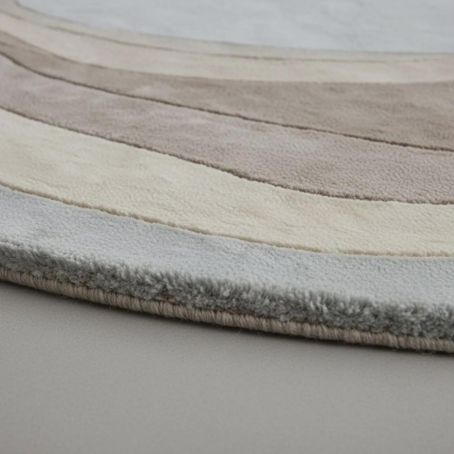 Organic Wavy Area Rug, Beige Cream Abstract Carpet, Scandinavian Decor
