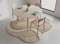 Curved Beige Area Rug | Modern Abstract Wavy Rug