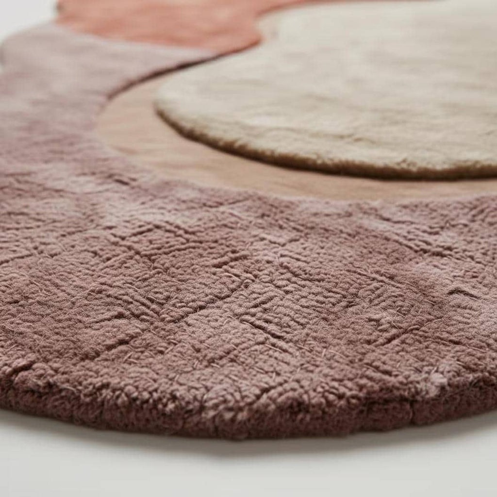 Curved Colorful Area Rug | Modern Abstract Wavy Rug | Irregular Organic Shape Rug