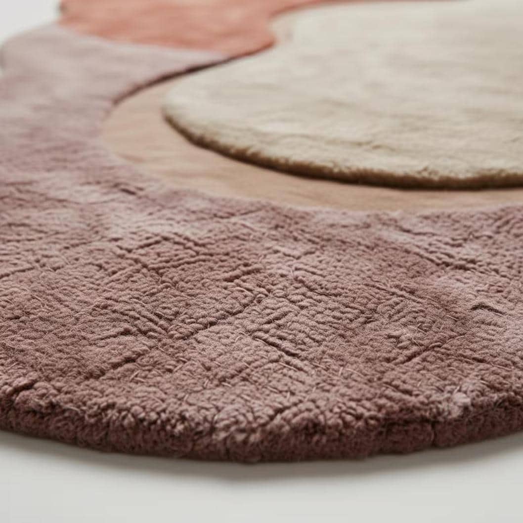 Curved Colorful Area Rug | Modern Abstract Wavy Rug | Irregular Organic Shape Rug