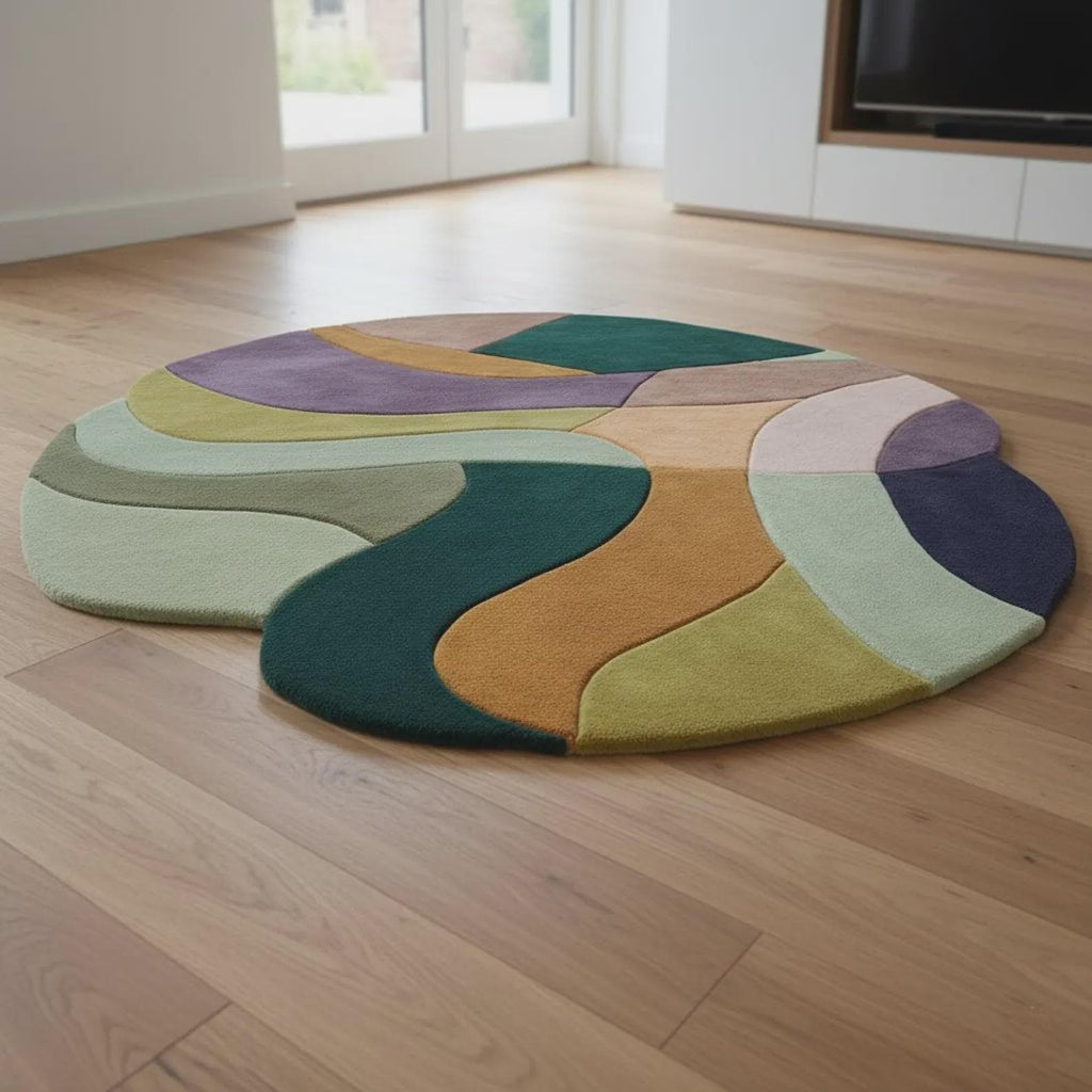 Organic Shape Abstract Rug | Wavy Pattern, Modern Statement Area Teppich | Irregular Abstract Area Rug