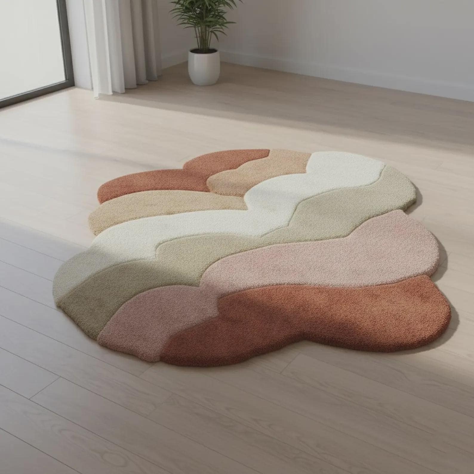 Mid Century Modern Abstract Rug, Artistic Statement Teppich, Abstract Organic Shape