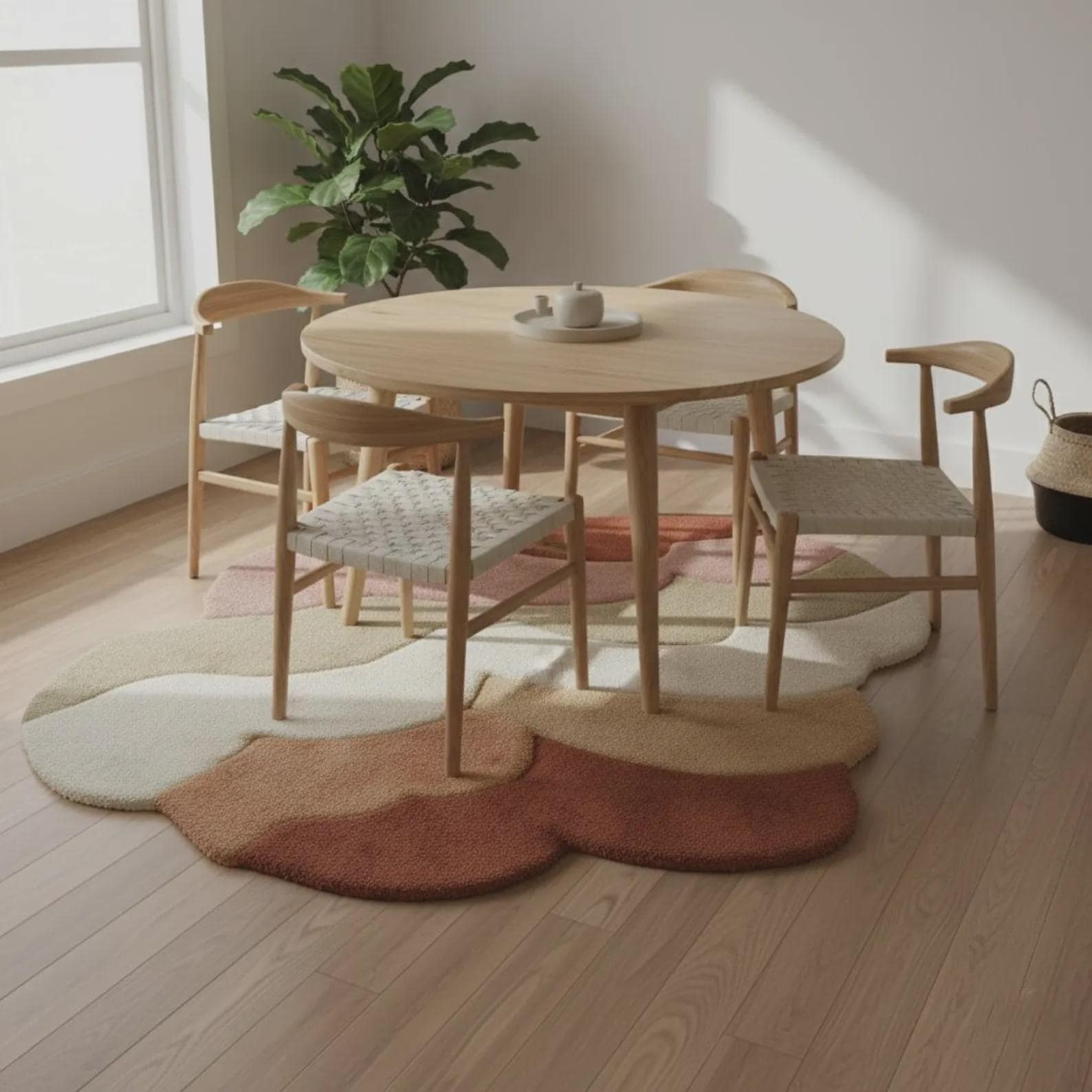 Mid Century Modern Abstract Rug, Artistic Statement Teppich, Abstract Organic Shape