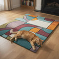 Geometric Hand-Tufted Wool Rug | Pastel Geometric Color-Block Area Rug - Colorful Designer Rug