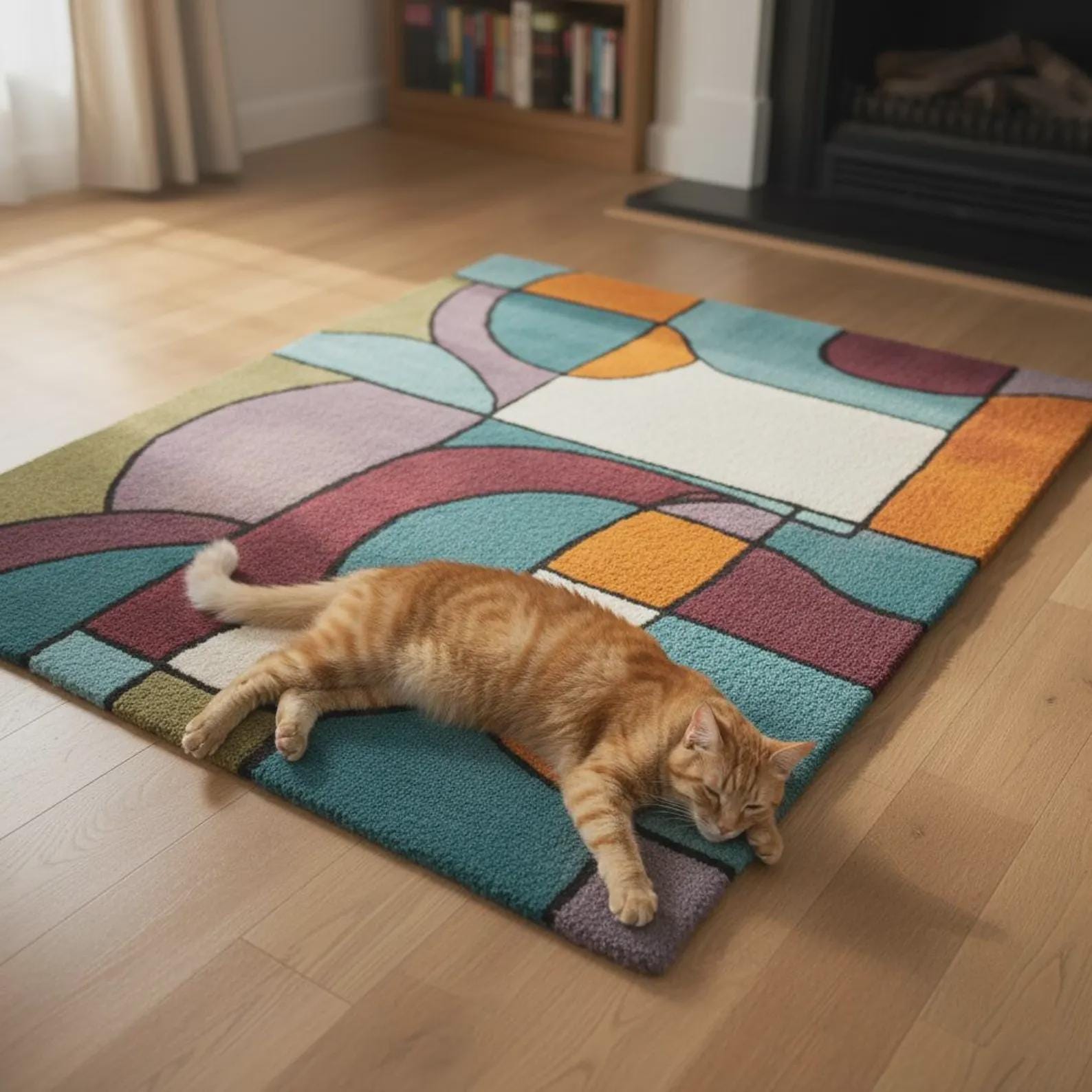 Geometric Hand-Tufted Wool Rug | Pastel Geometric Color-Block Area Rug - Colorful Designer Rug