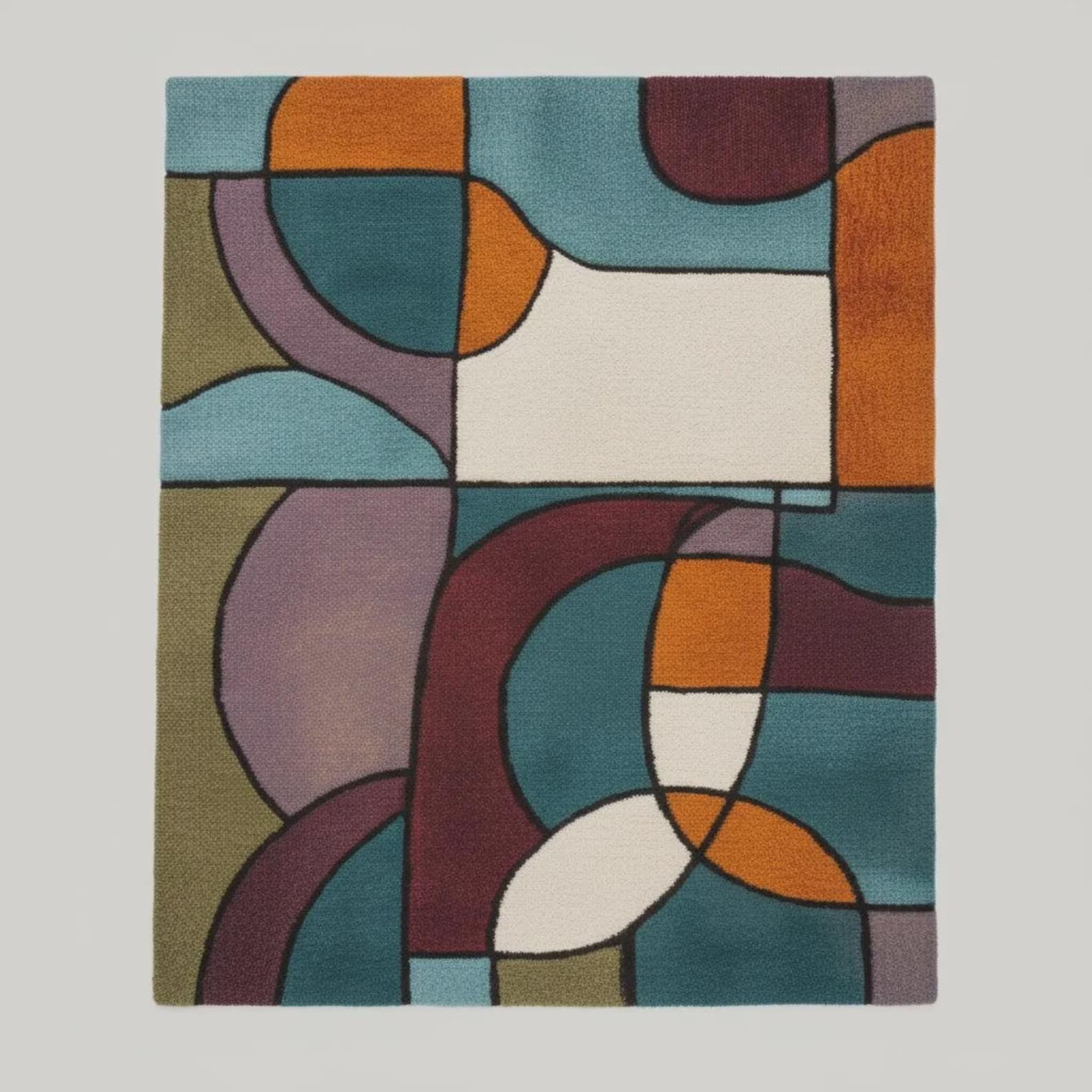 Geometric Hand-Tufted Wool Rug | Pastel Geometric Color-Block Area Rug - Colorful Designer Rug