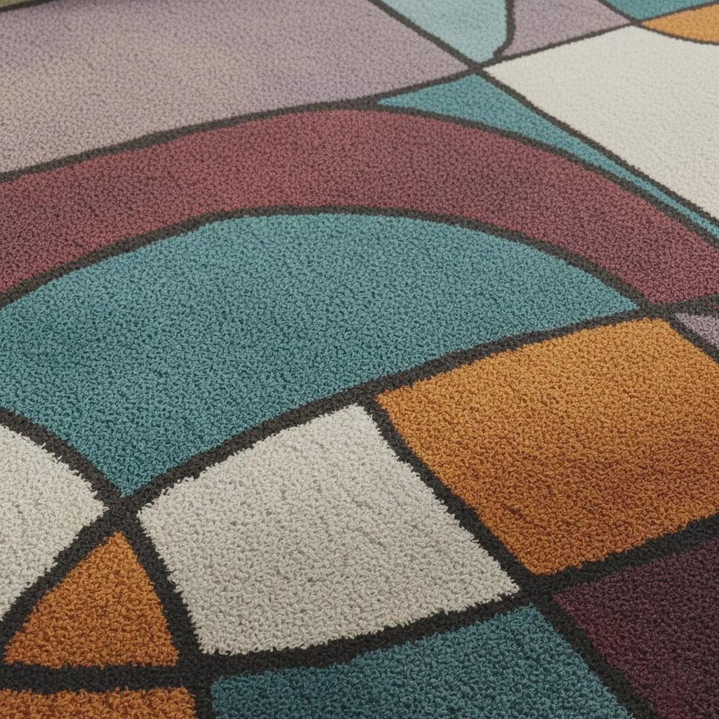 Geometric Hand-Tufted Wool Rug | Pastel Geometric Color-Block Area Rug - Colorful Designer Rug