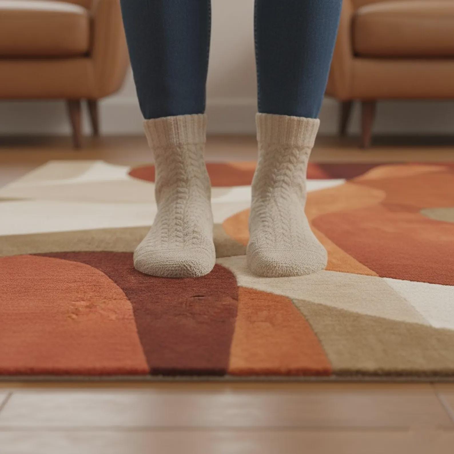 Terracotta Geometric Area Rug: Modern Abstract Home Decor Teppich | Contemporary Carpet | Handmade Floor Rug