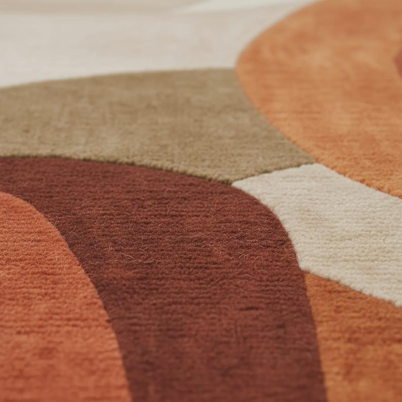 Terracotta Geometric Area Rug: Modern Abstract Home Decor Teppich | Contemporary Carpet | Handmade Floor Rug