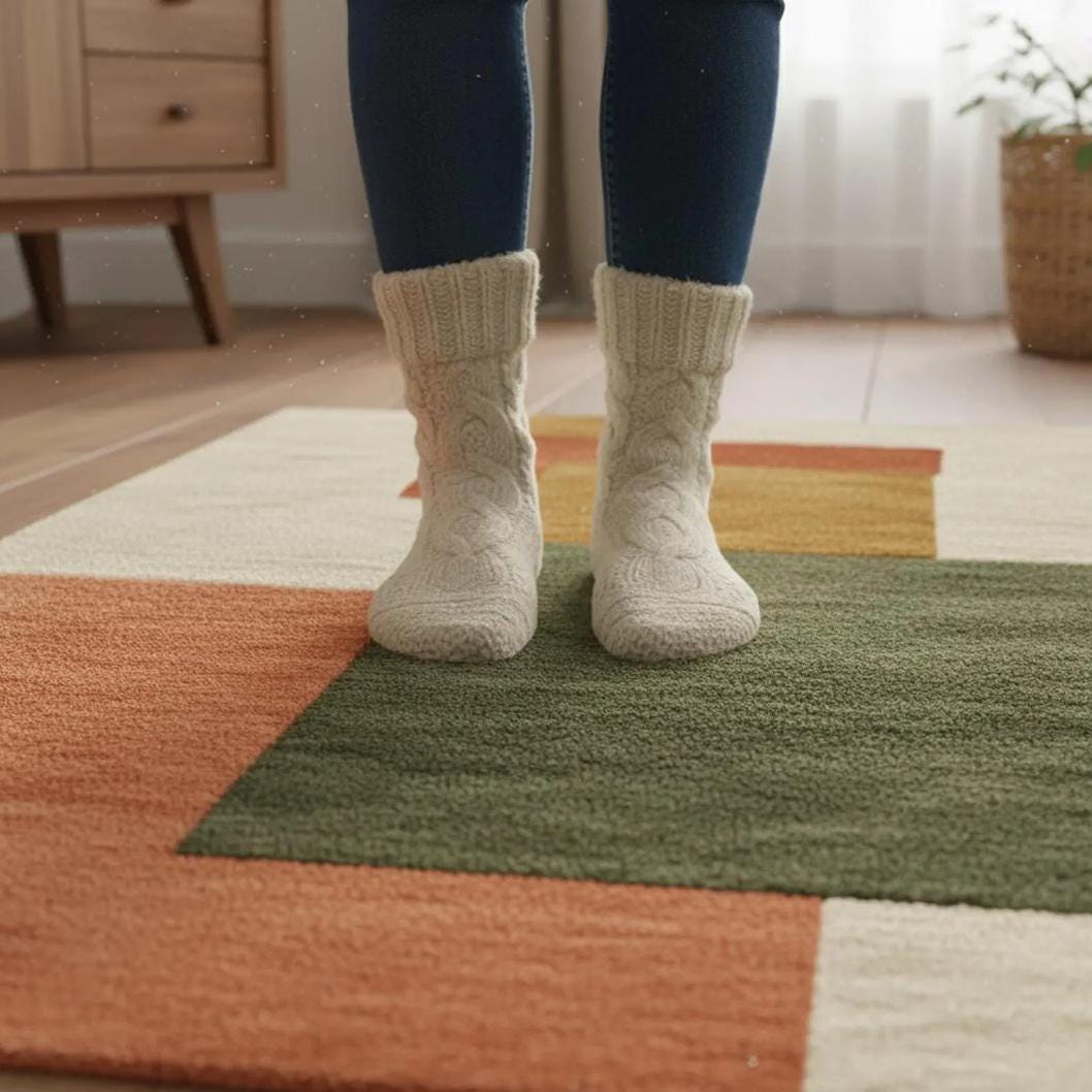 Modern Geometric Area Rug | Abstract Color Block Carpet for Living Room | Handmade Wool Rug | Mid Century Modern Decor | large Floor Mat