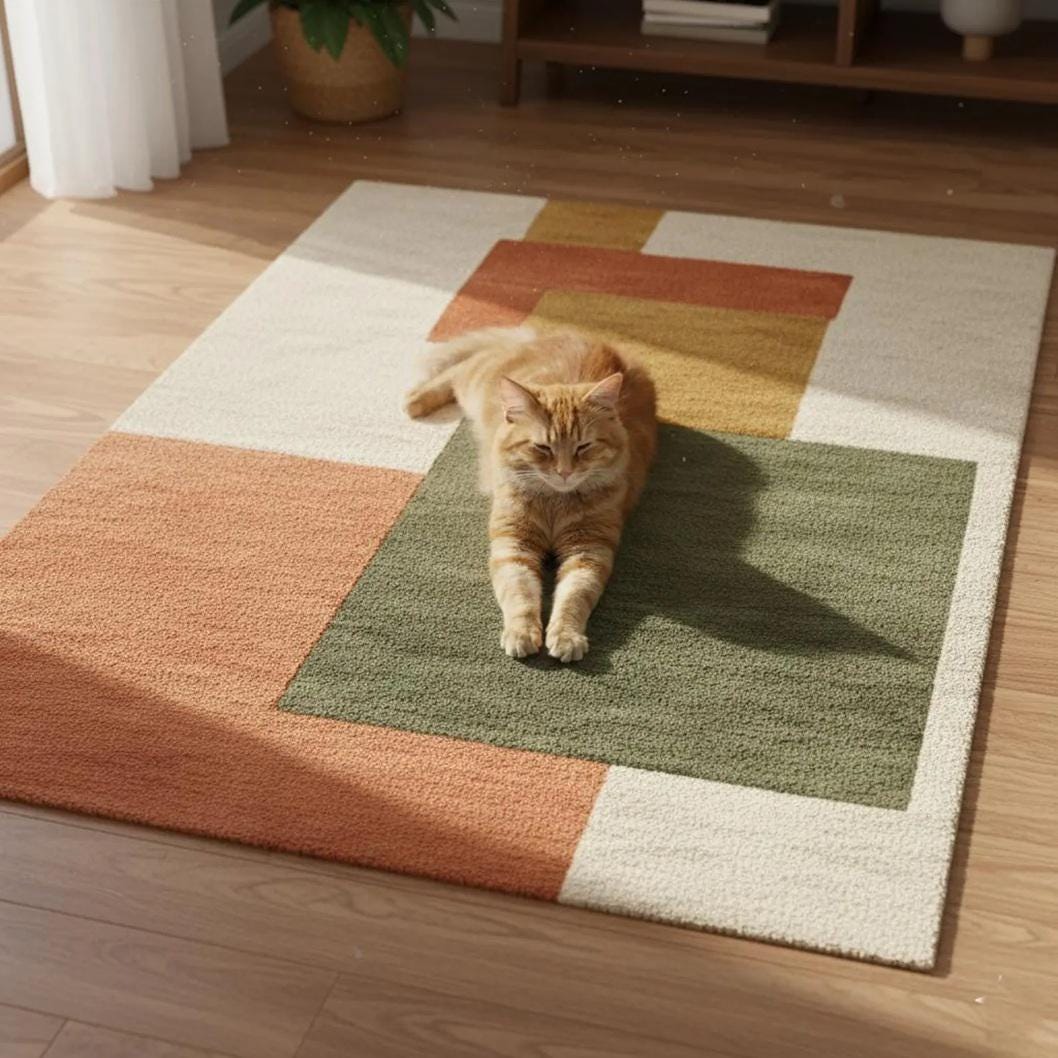 Modern Geometric Area Rug | Abstract Color Block Carpet for Living Room | Handmade Wool Rug | Mid Century Modern Decor | large Floor Mat