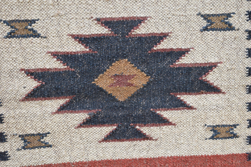 Boho Wool & Jute Kilim Runner | Earthy Hallway Rug | Rustic Rug | Handwoven Tribal Carpet
