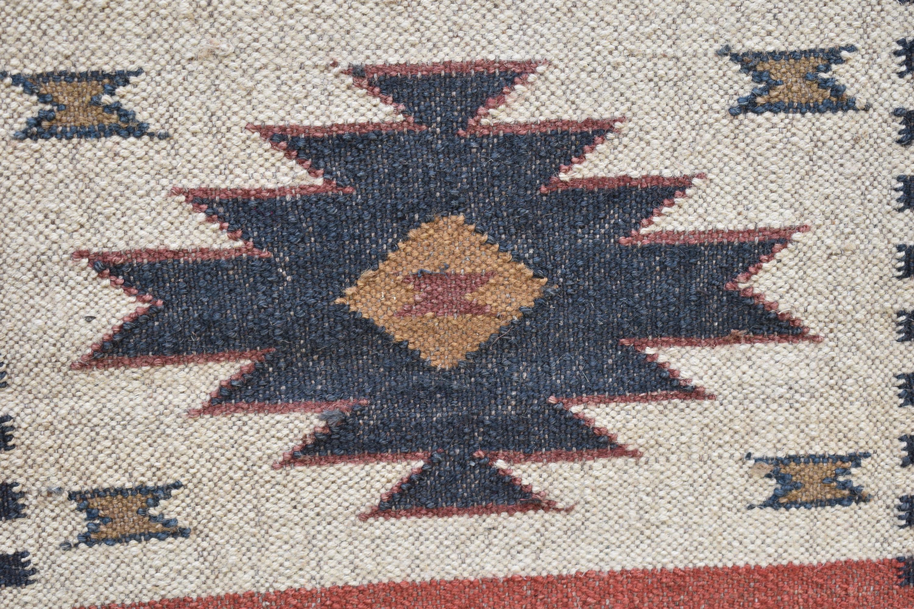 Boho Wool & Jute Kilim Runner | Earthy Hallway Rug | Rustic Rug | Handwoven Tribal Carpet