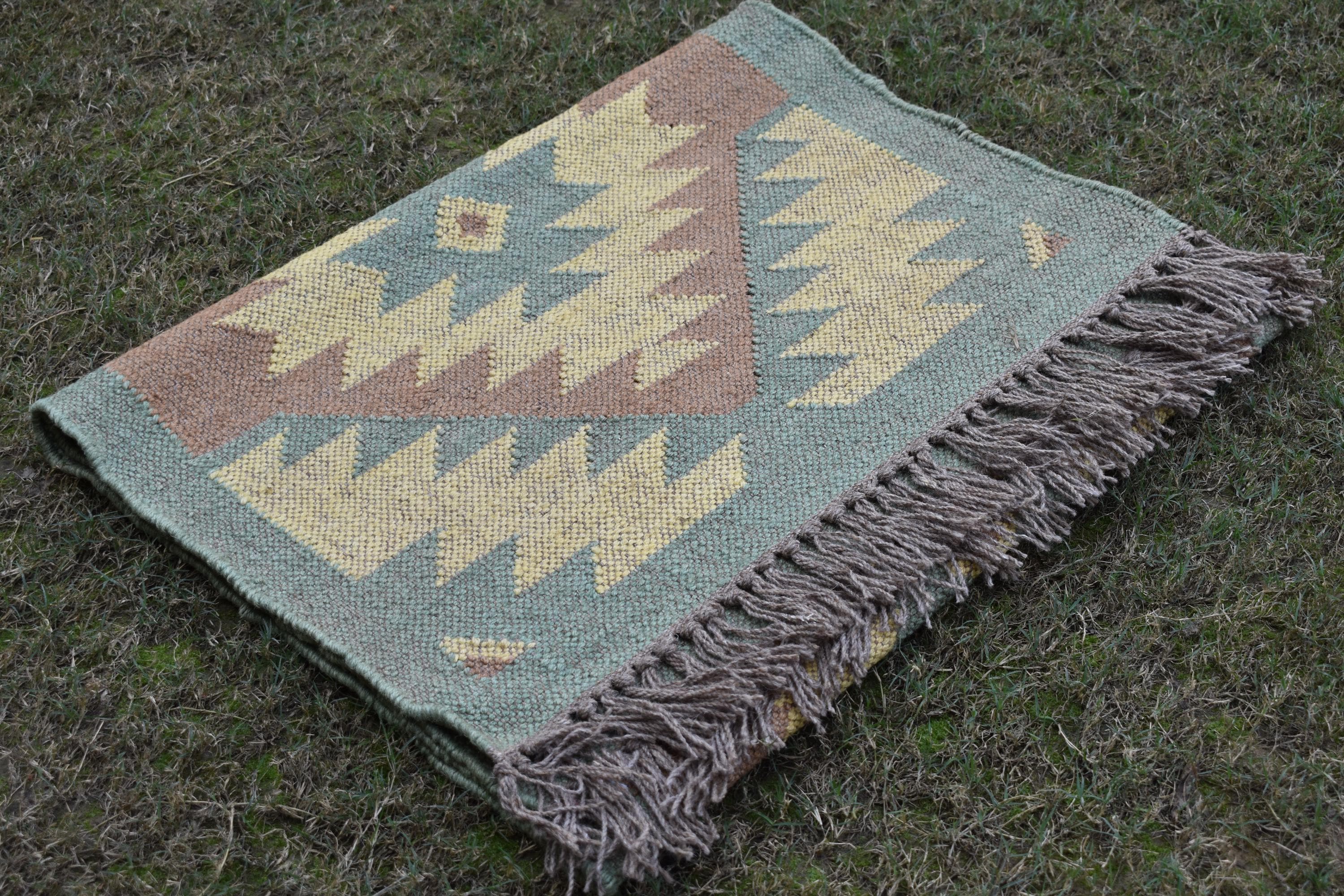 Multicolor Wool & Jute Kilim Runner | Handmade Tribal Pattern Rug | Earth Tone Kilim Runner Rug