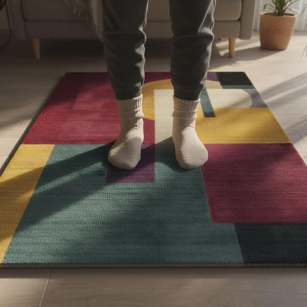 Hand Tufted Wool Area Rug, Modern Geometric Green Carpet