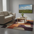 Tufted Rugs | Retro Abstract Rug – Modern Geometric Area Rugs for Living Room, Mid Century Style Carpet, Colorful Tufted Soft Floor Rugs