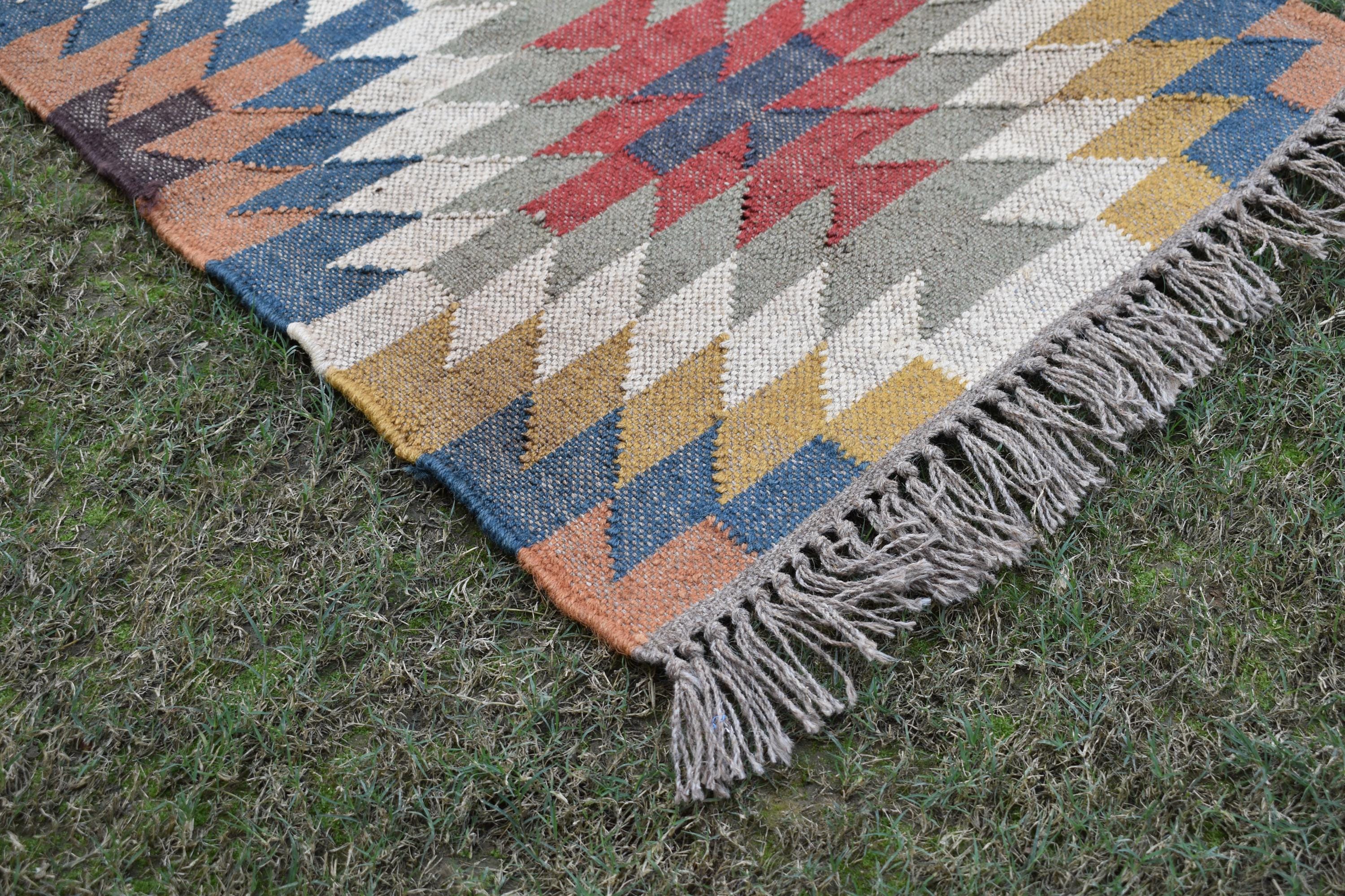 Handmade Wool Jute Kilim Rugs Traditional Indian Runner Dhurrie Hallway Stair Runner Rug | Housewarming Gifts Free Express Delivery