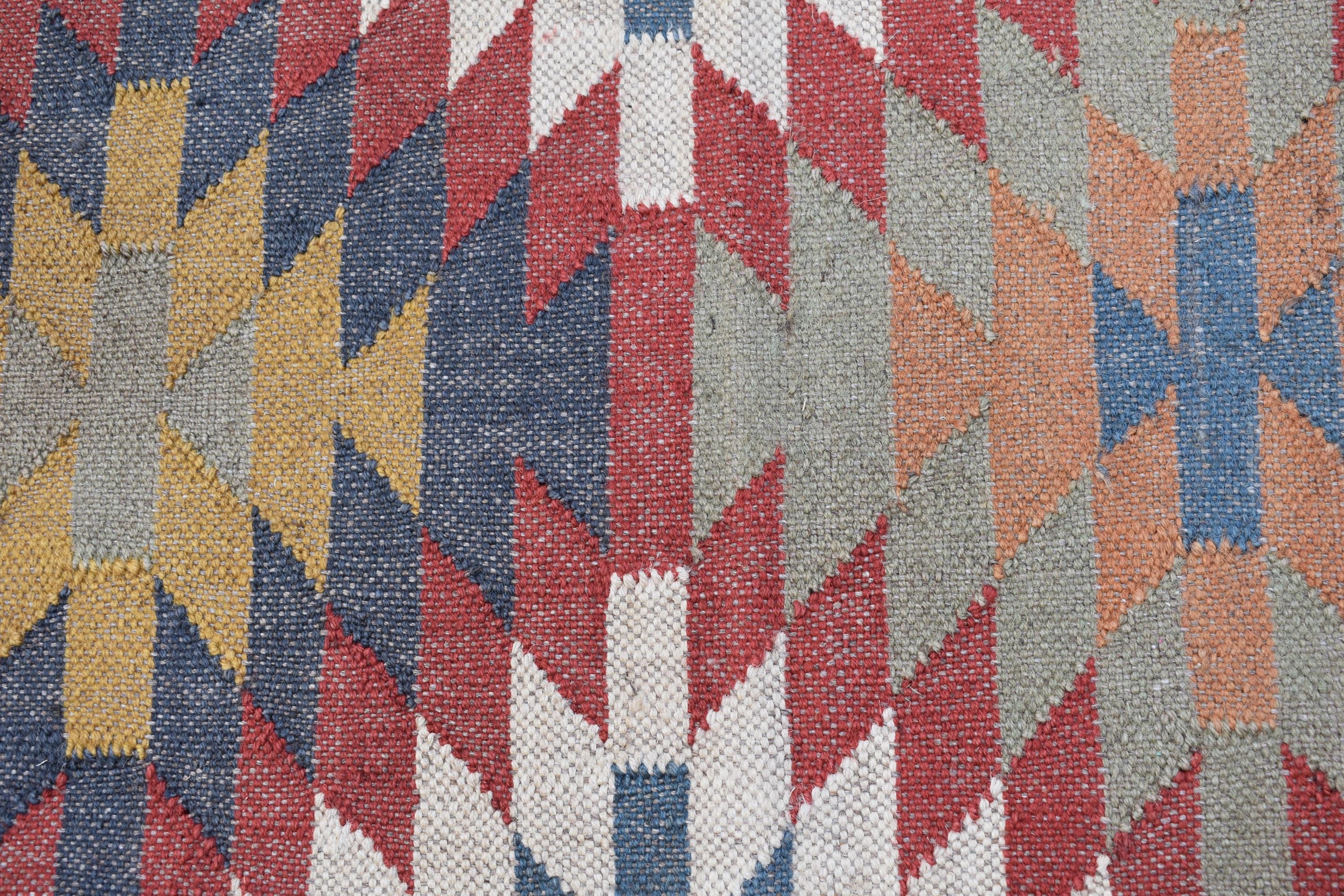 Vintage Style Wool & Jute Kilim Runner Classic Tribal Flatweave Rug | Boho Wool Jute Kilim Runner Rug | Timeless Tribal Runner