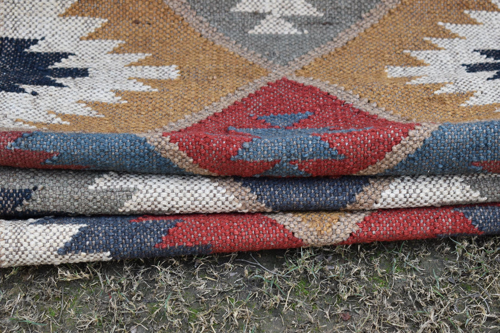 Kilim Runner Handwoven Navajo Kilim Rug Handmade Kilim Dhurrie Rug Motifs, Oriental |  Traditional Indian Geometric Kilim Runner Custom Rug