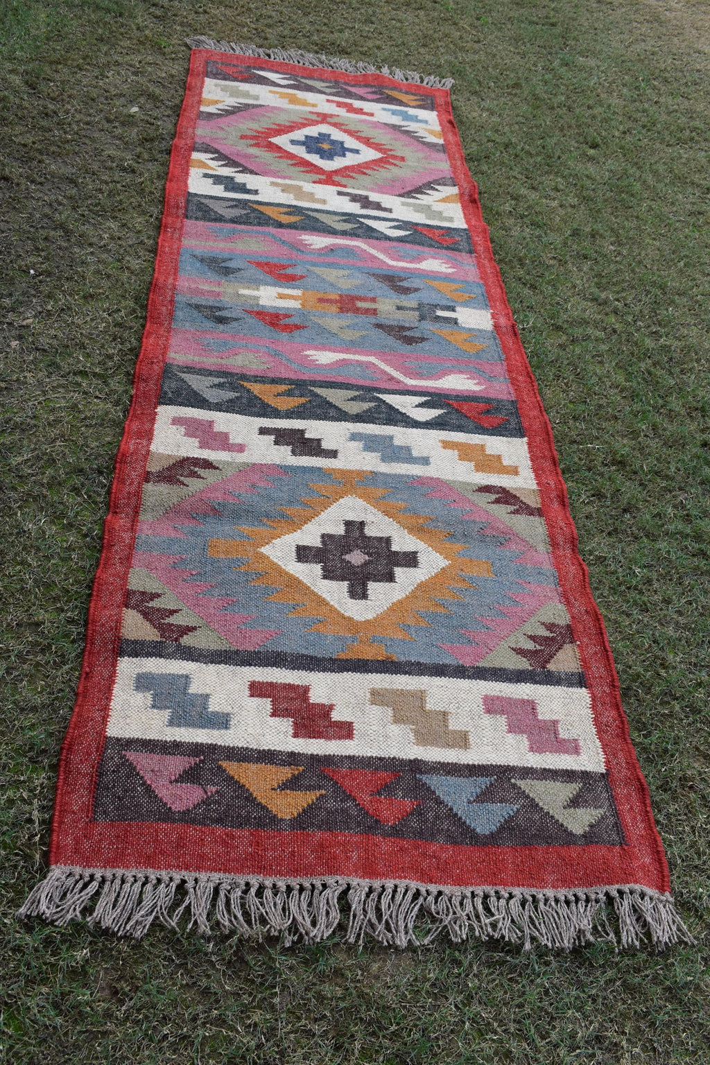 Handmade Wool and Jute Kilim Dhurrie Rug Traditional Indian Design | Runner For Kitchen | Stairs Runner | Housewarming Gifts