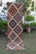 Multi Sizes Runner rug for stairs, Handwoven Geometric Indian Rug, Kilim Runner Rug for Entryway | Hallway | kitchen | Bedside