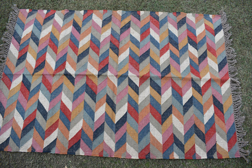 Hallway Handwoven Wool Kilim Area Rug | Tribal Diamond Medallion Pattern | Rustic Boho Flatweave Rug | Home Decor | Bohemian Home Decor