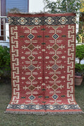 Rustic Wool Jute Kilim Rug, Tribal Flat Weave Area Rug, Handmade Indian Boho Carpet, Natural Fiber Floor Rug