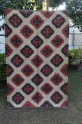 Handwoven Wool Jute Kilim Rug | Tribal Diamond Medallion Pattern | Boho Vintage Area Rug for Living Room & Bedroom Reversible Flat Weave Rug