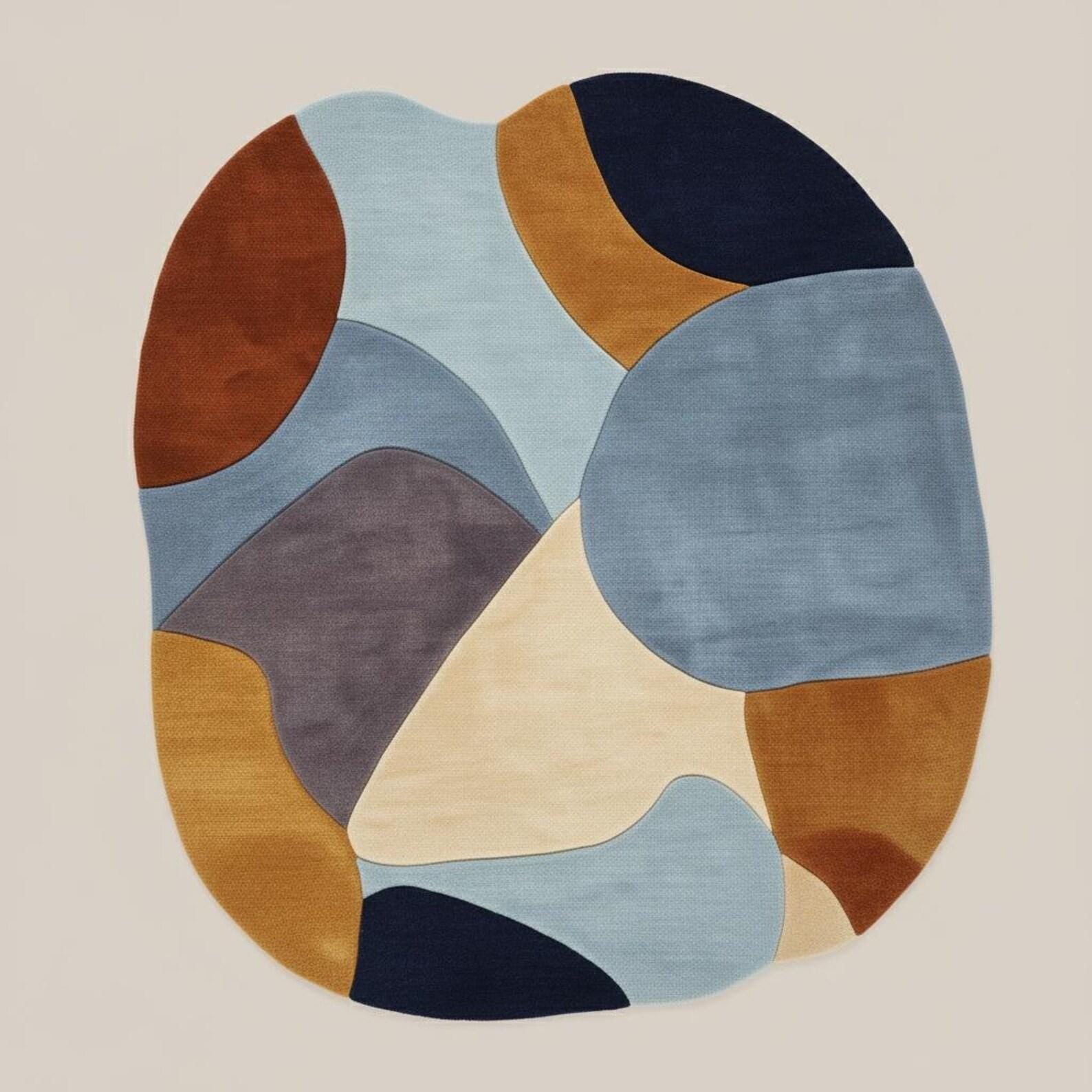 Irregular Hand-Tufted Wool Area Rug | Retro Geometric Patchwork