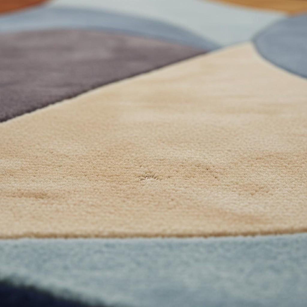 Irregular Hand-Tufted Wool Area Rug | Retro Geometric Patchwork